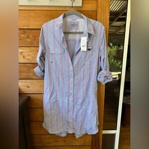 Vineyard Vines, Women’s Seersucker Harbor Shirt Cover-up, Bimini Blue, NWT, 12